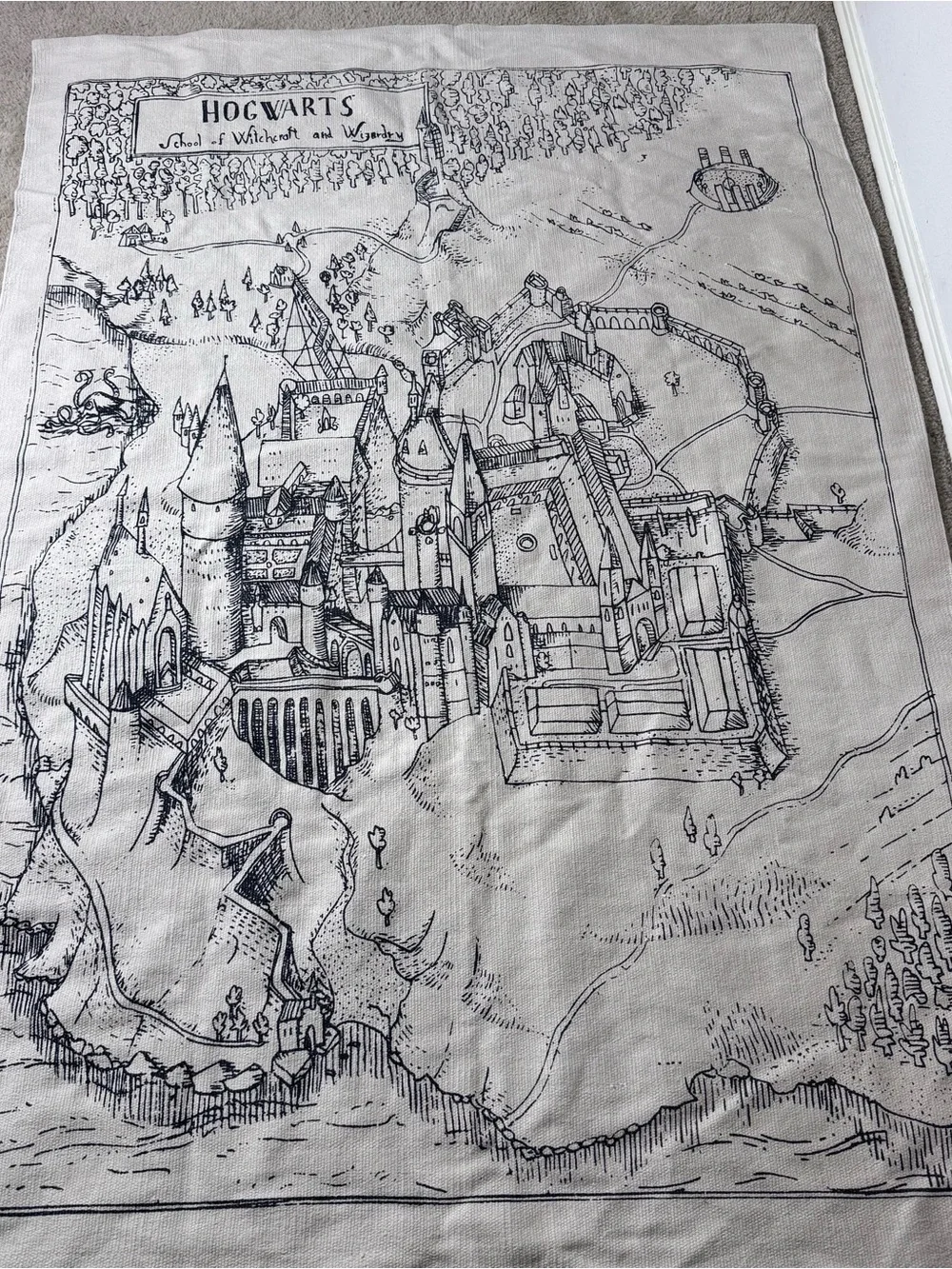 Pottery Barn Harry Potter Hogwarts Area Rug Map Interior Wall/ Floor Decor 71x50